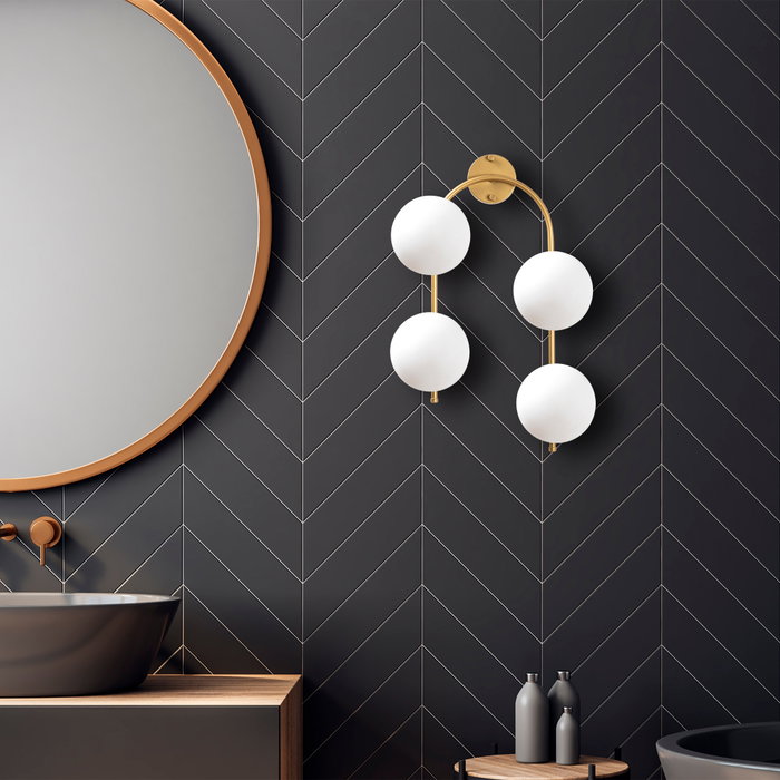 Opviq Jewel - 10605 Lámpara de pared dorada con tapa de cristal
